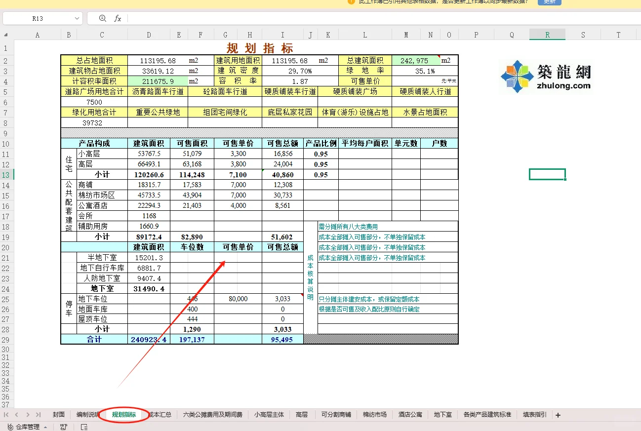 房地产项目成本利润测算实例及表格（全套
