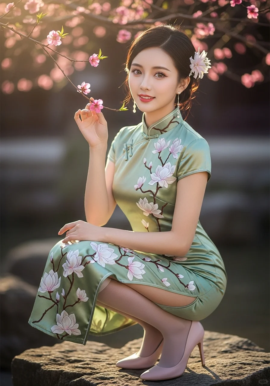四季里的旗袍美人——春