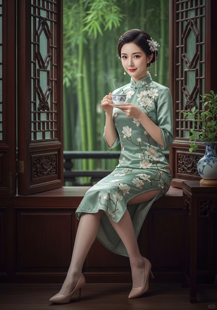 四季里的旗袍美人——春