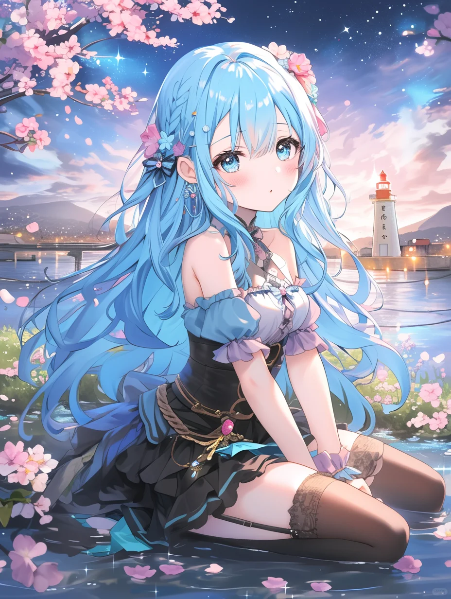 星夜花梦 🌊🌟 | 夜晚海滩美少女