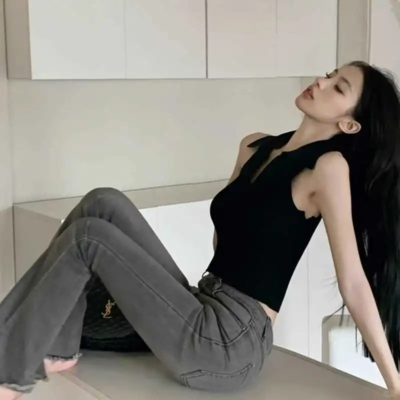 辣妹必备挂脖polo领吊带背心