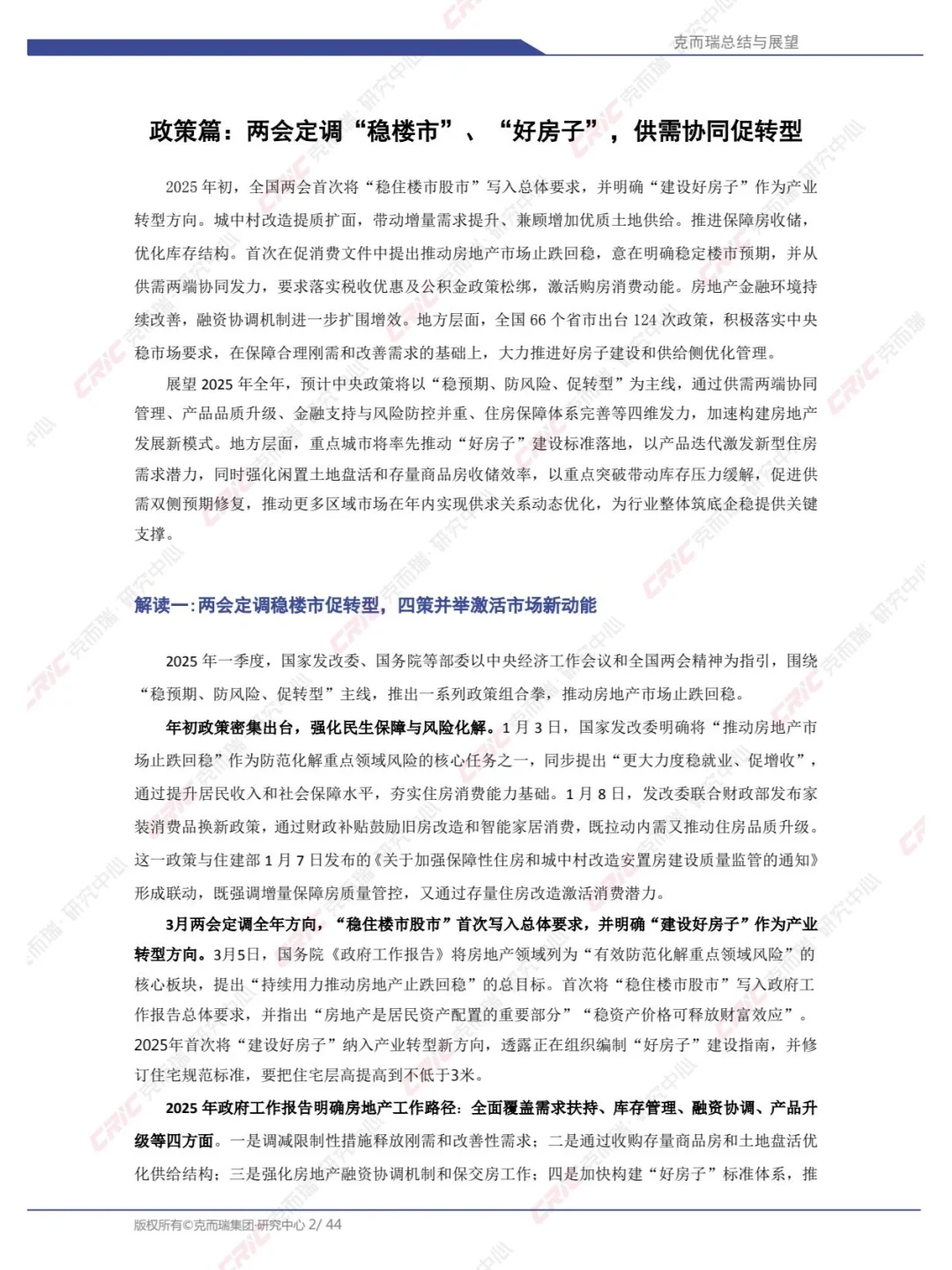 2025年中国房地产总结与展望：2025年一季度