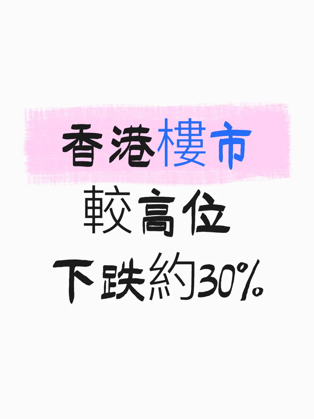香港樓市較高位下跌約30%