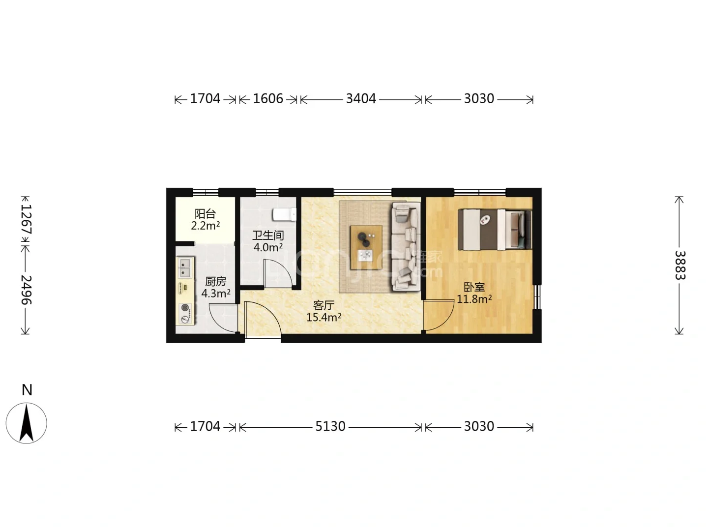 一室一厅，套内45m，这个户型可以吗？