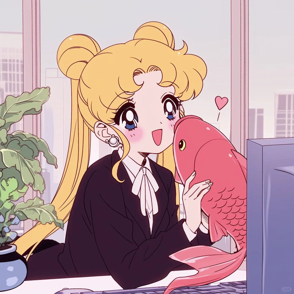 再摸会鱼就下班｜美少女锦鲤头像