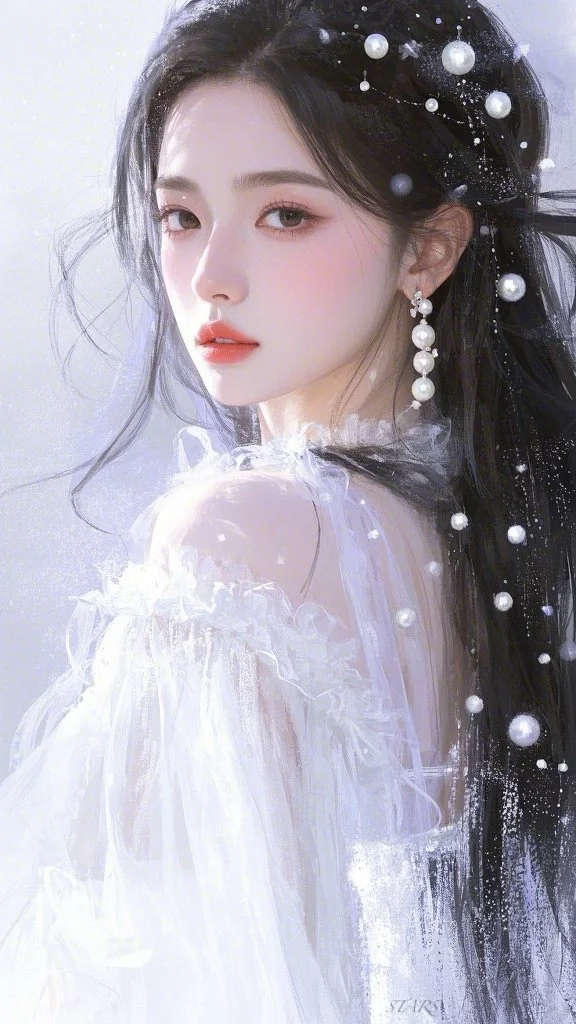 🤍 清冷感美人｜氛围感插画