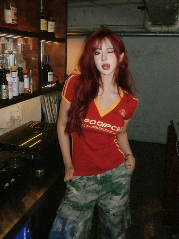 美式复古辣妹T恤，夏日吸睛必备💃