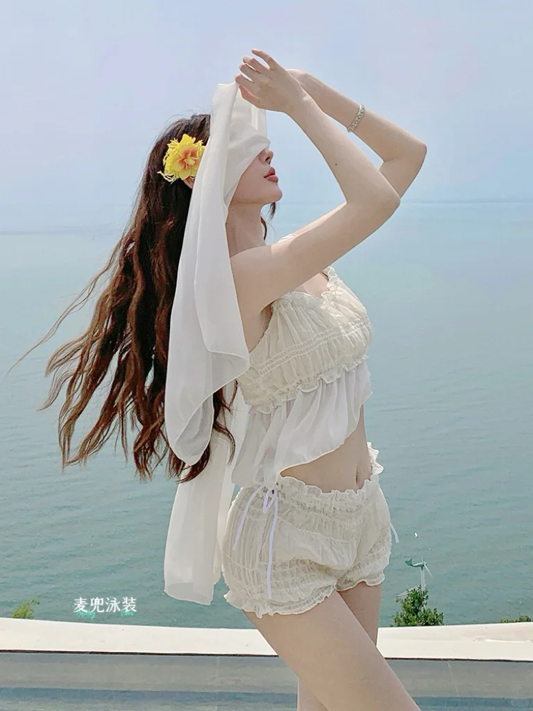 女神范少女高级感度假⛱️泳衣甜欲显瘦比基尼