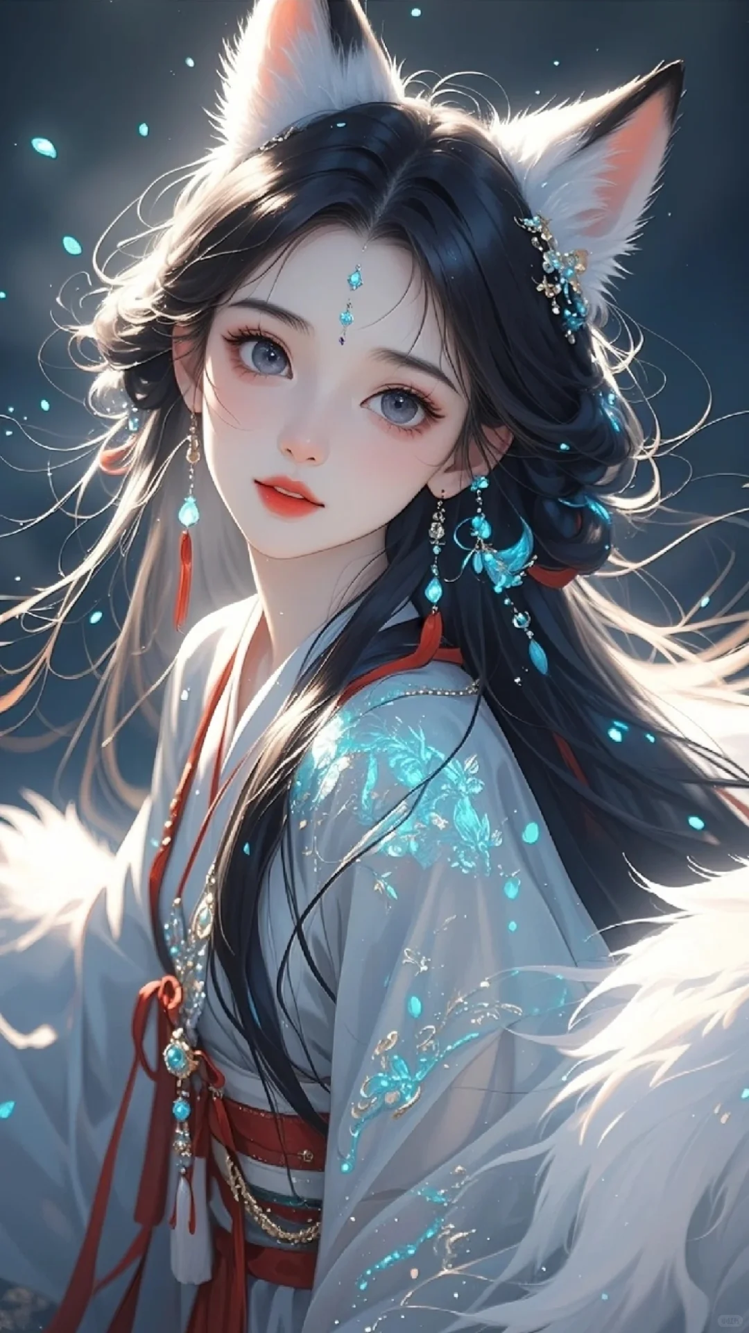 媚眼如丝含幻意，朱唇似火蕴情痴