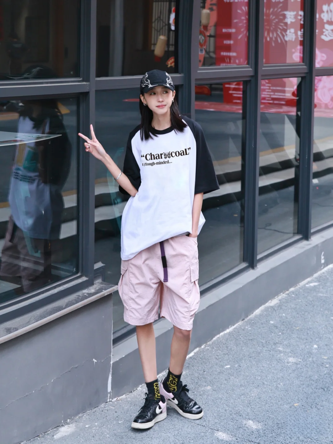 夏日山系风骚粉短裤！情侣出街太吸睛了💗