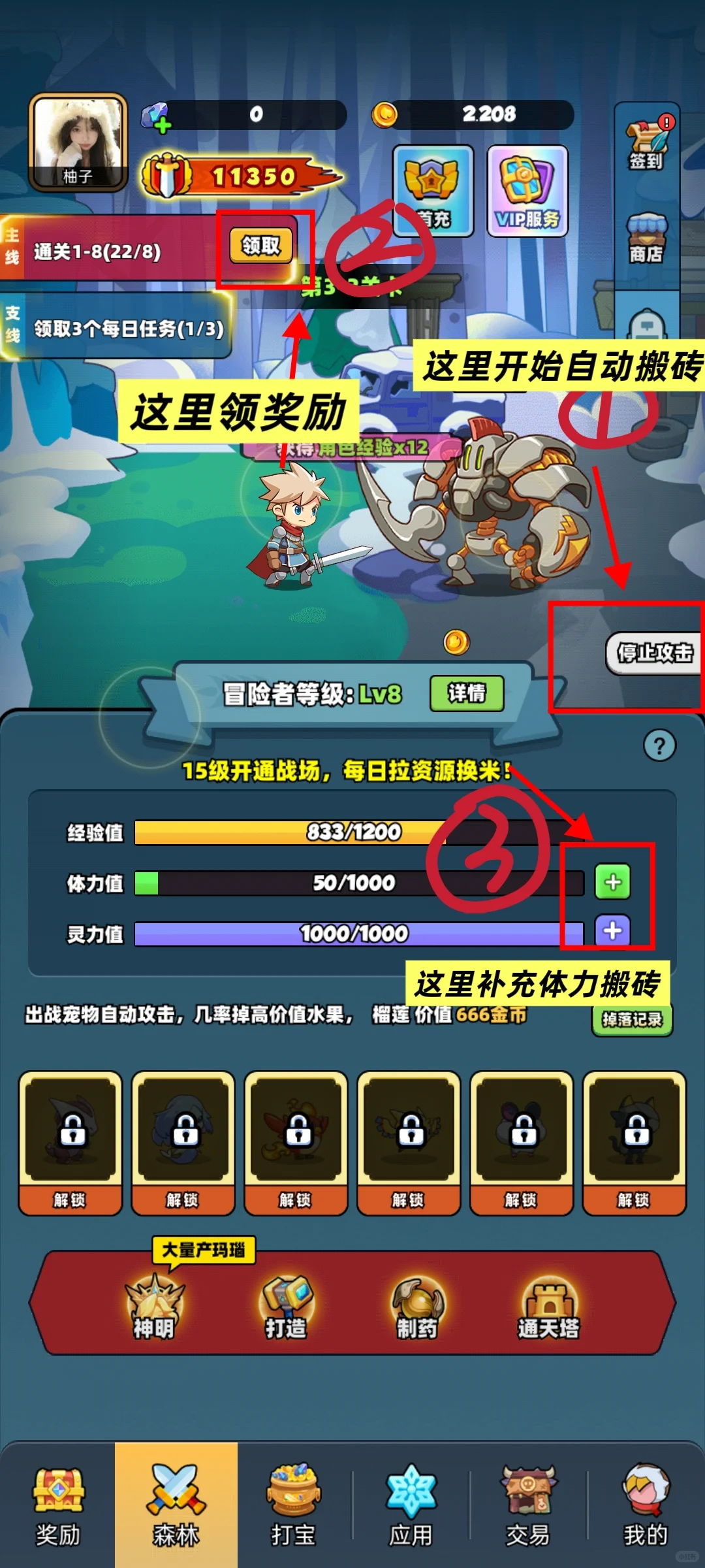 宝藏森林零撸送搬砖卡每天五米