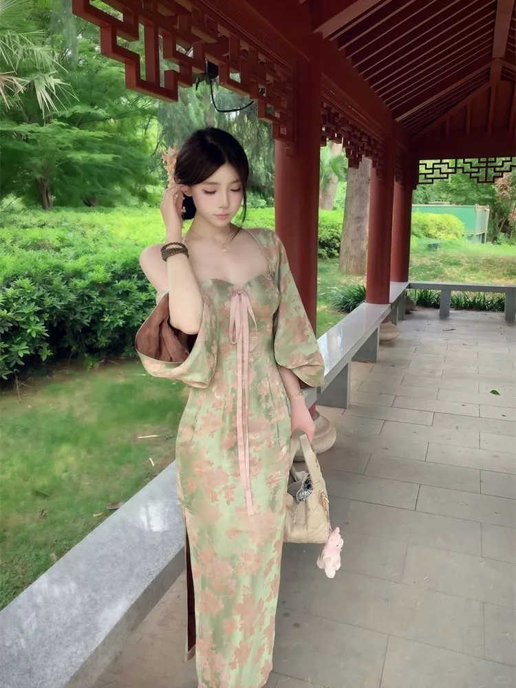 好美啊，复古旗袍裙