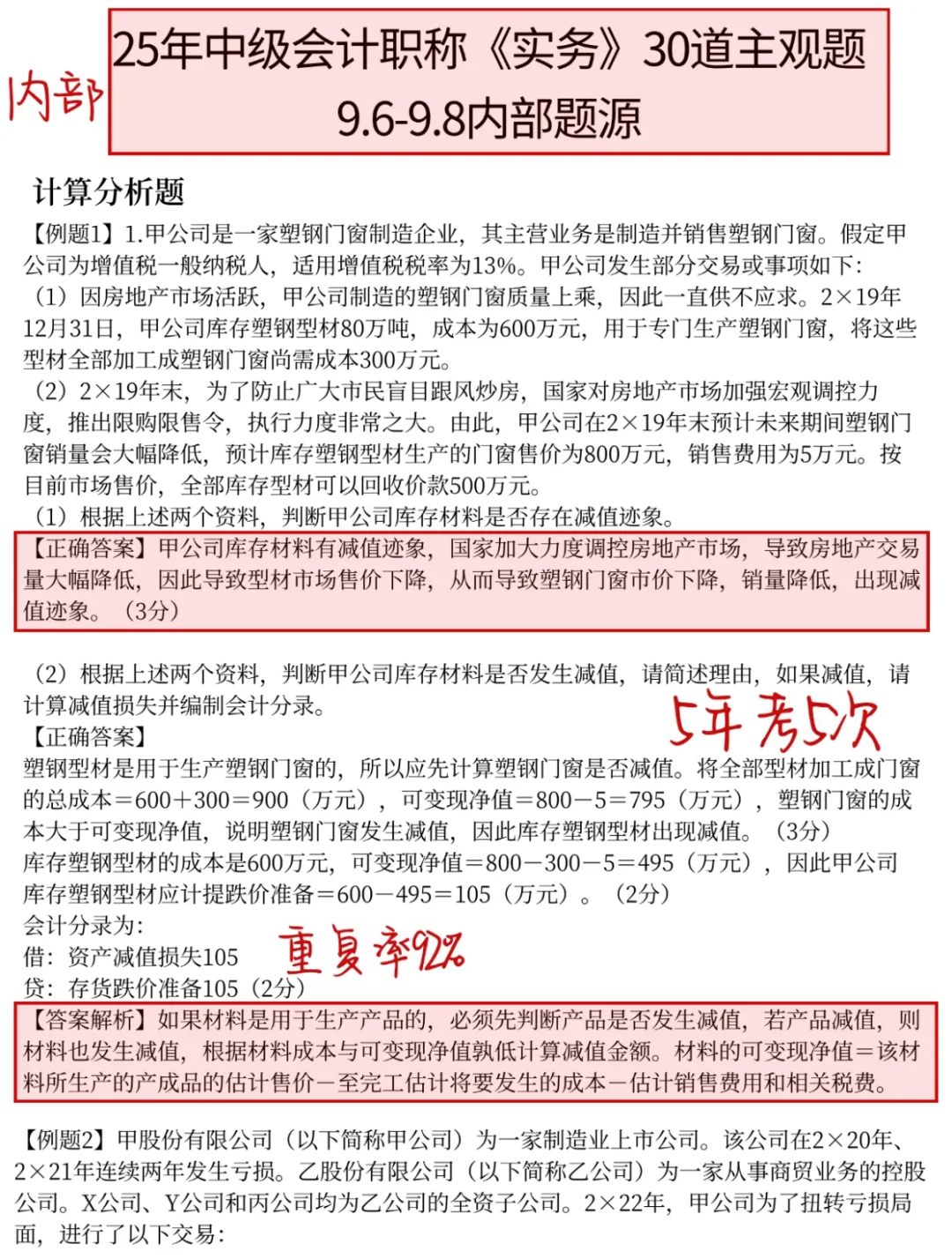 中级会计综合题速看❗️