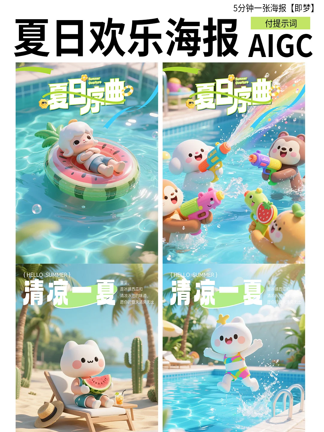 不用建模|5分钟AIGC夏日海报【含提示词】