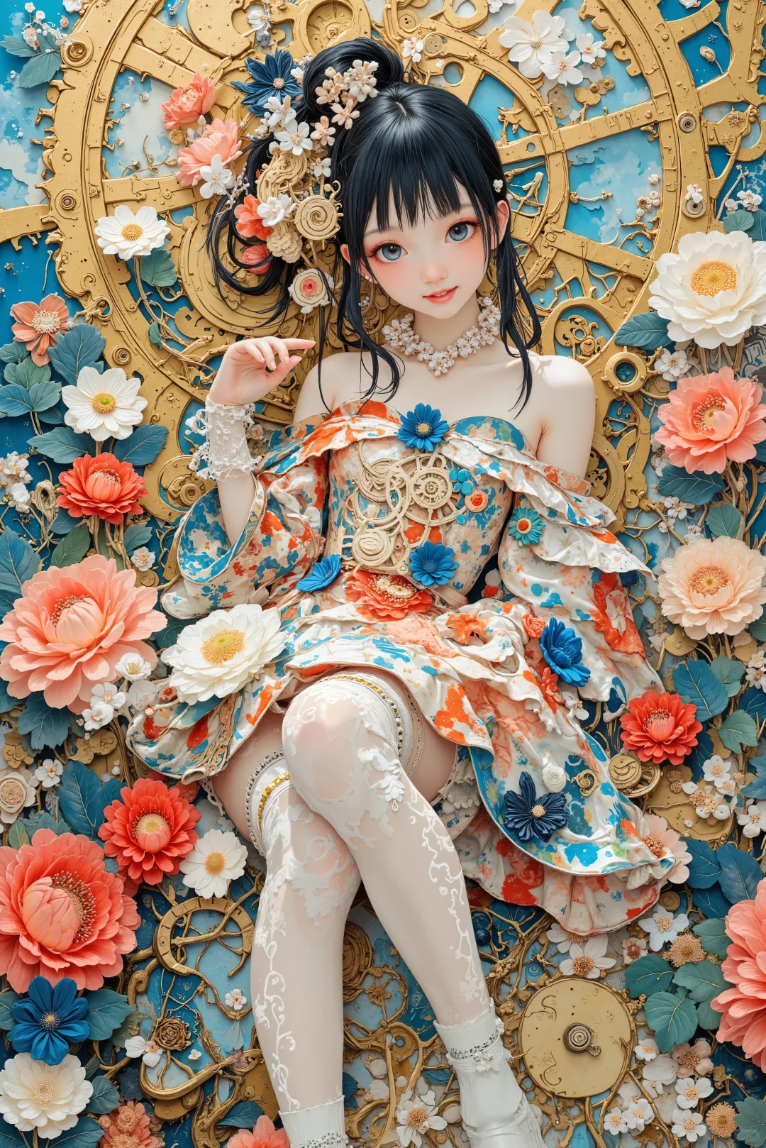夏日少女与花花的唯美壁纸欣赏