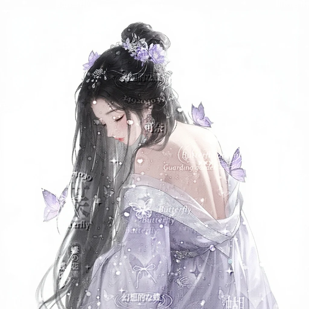紫蝴蝶古风背影女头