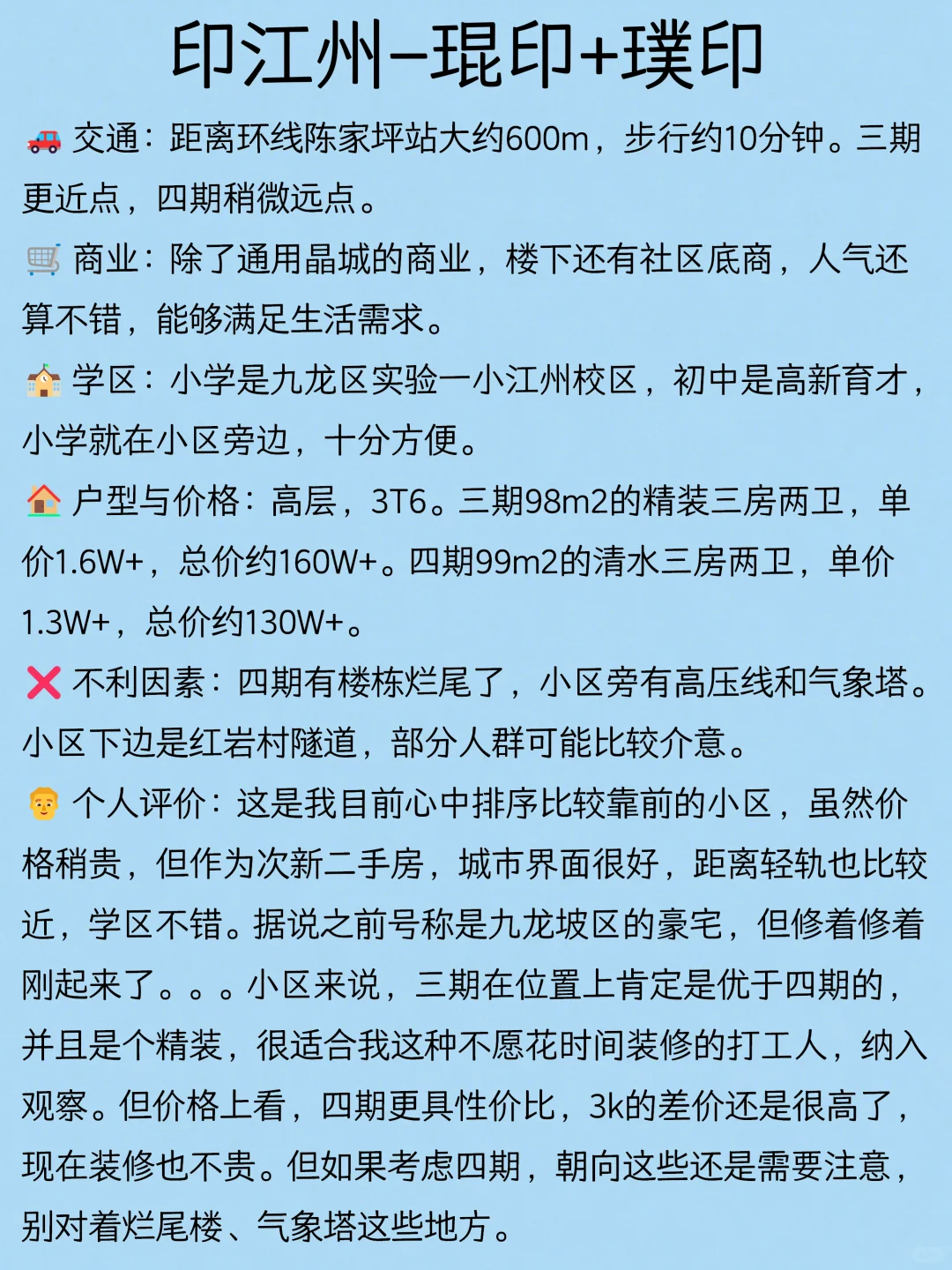 重庆九龙坡区看房总结（一）