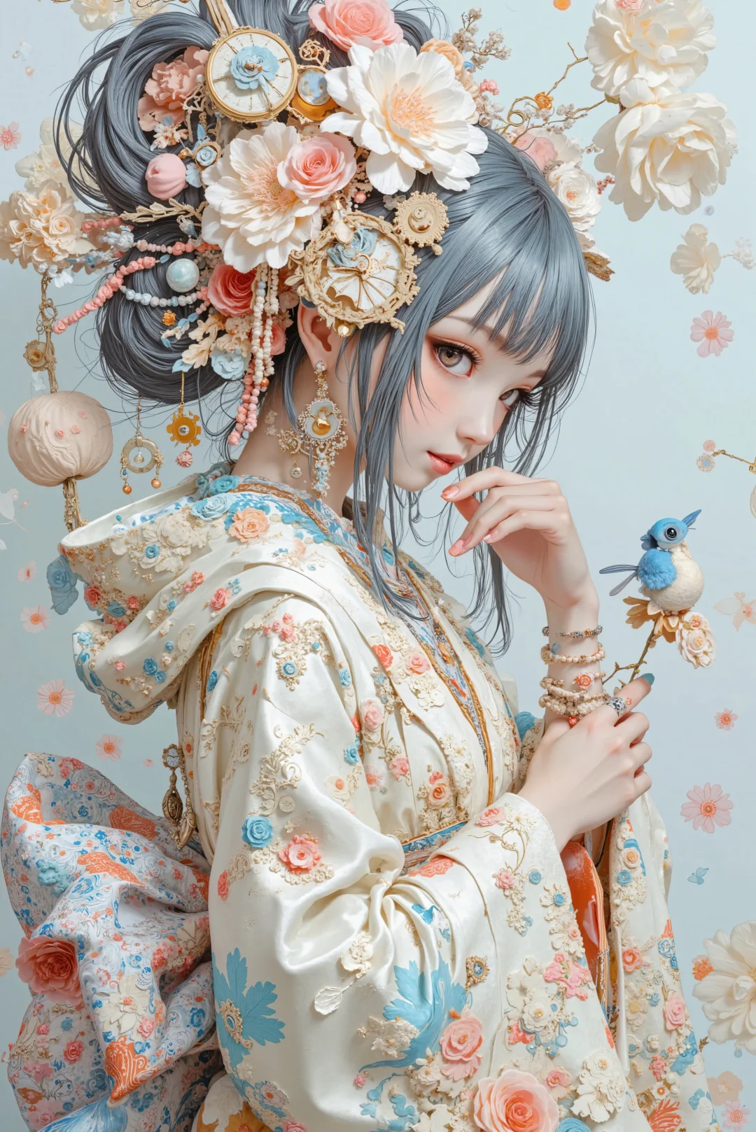 夏日少女与花花的唯美壁纸欣赏