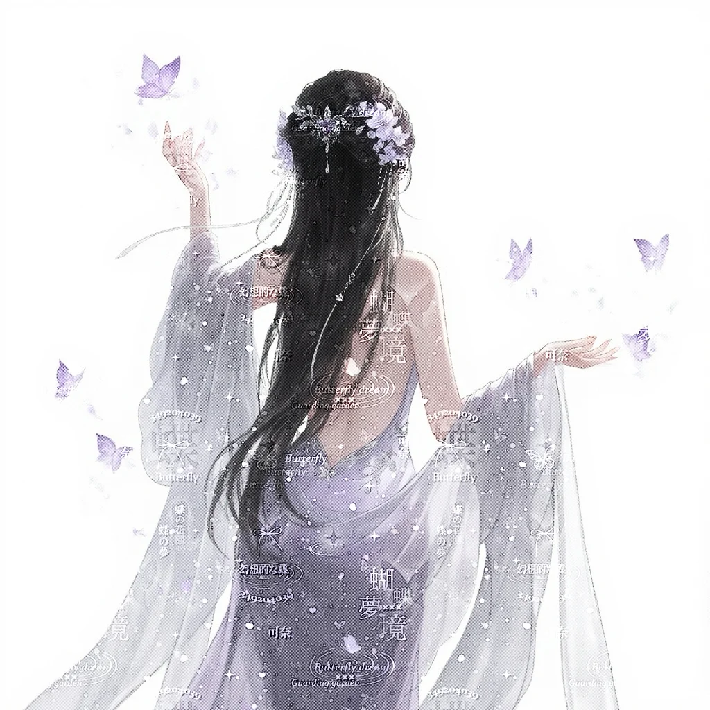 紫蝴蝶古风背影女头