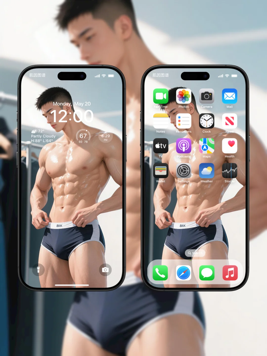 AI肌肉男的泳装力量感！💪