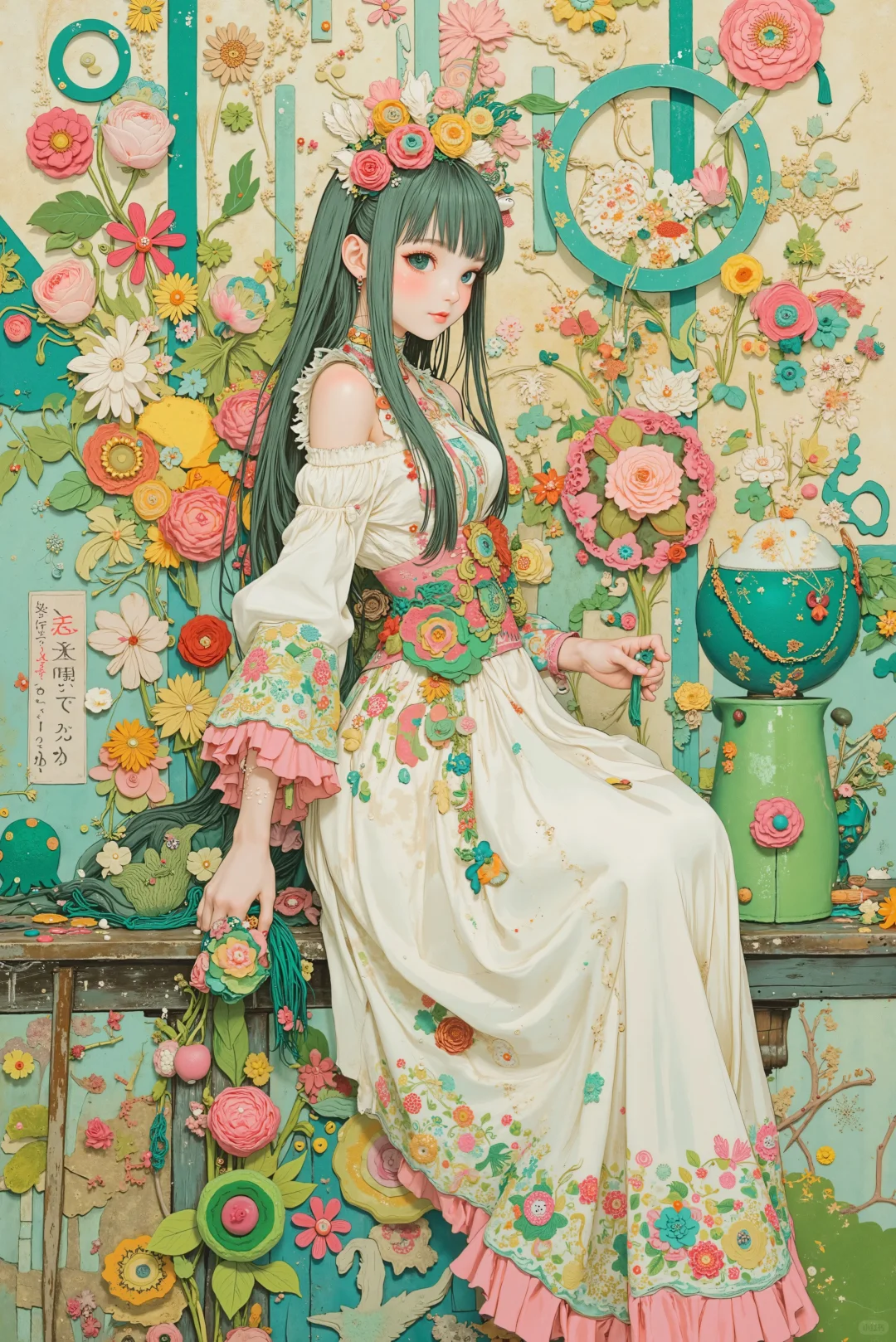 夏日少女与花花的唯美壁纸欣赏