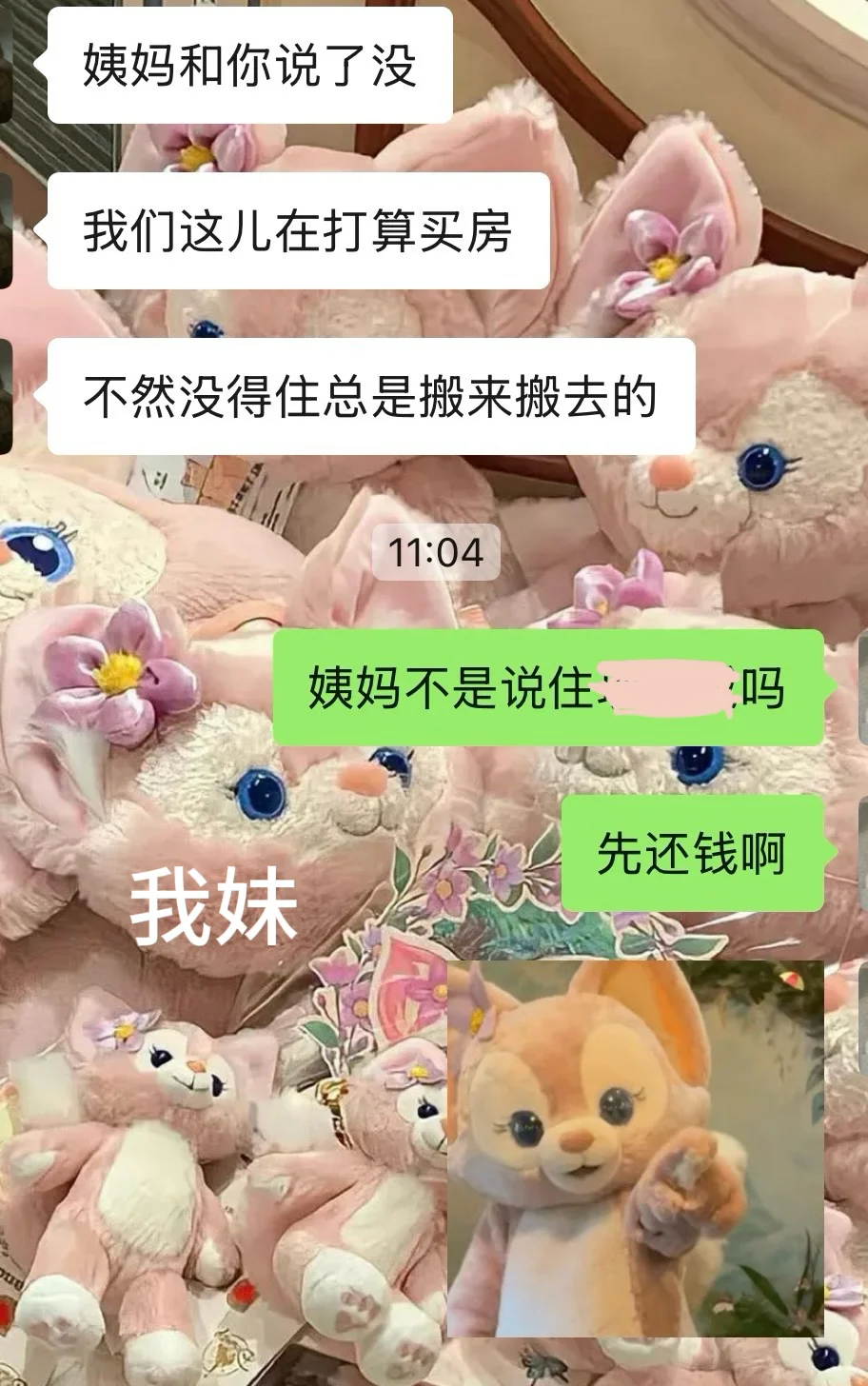 小姨欠我们家300w没qian还