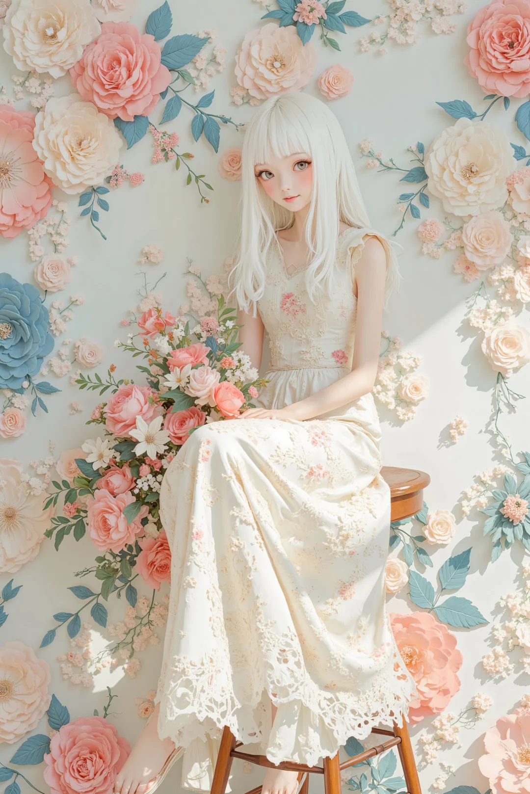 夏日少女与花花的唯美壁纸欣赏