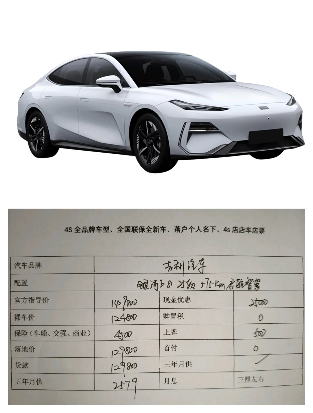 吉利银河e8 低零首付购新车