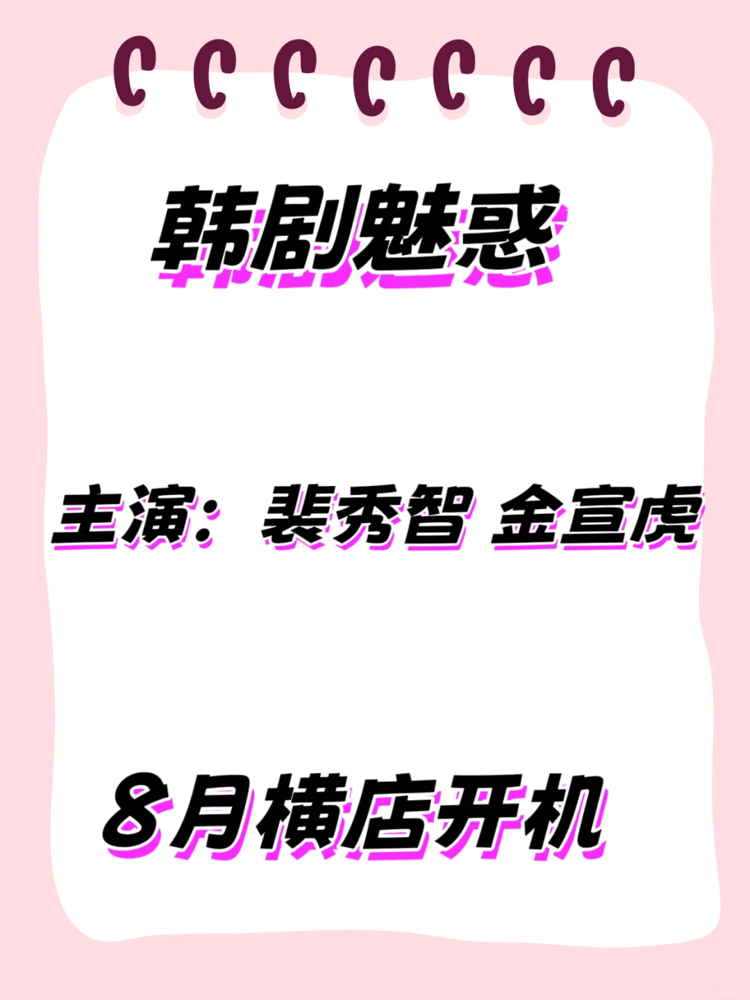 裴秀智 金宣虎韩剧《魅惑》即将开机❗❗
