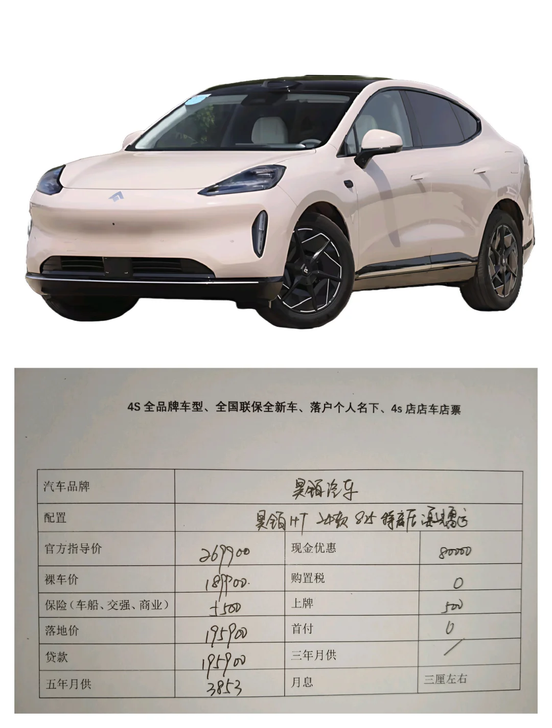 昊铂HT 低零首付购车现金优惠活动