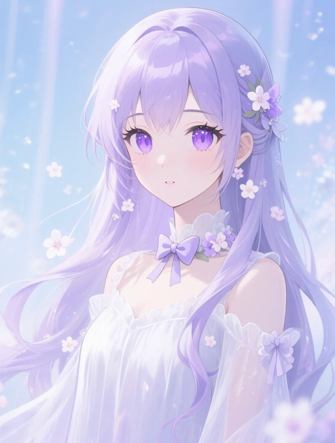 浅紫色系动漫少女唯美壁纸头像