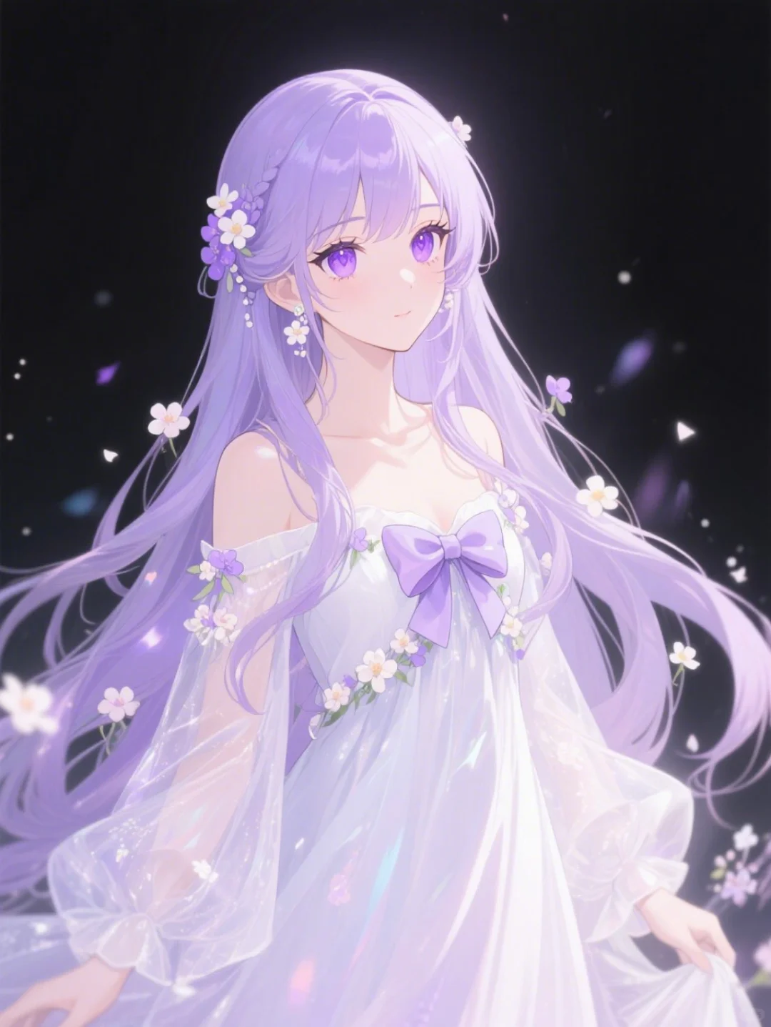 浅紫色系动漫少女唯美壁纸头像