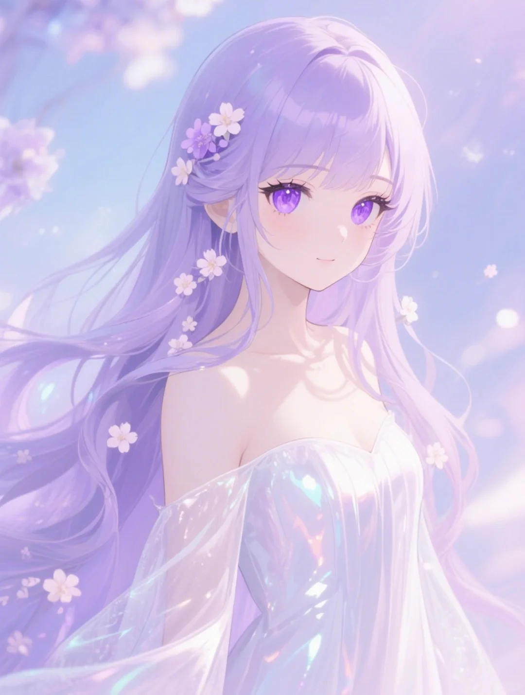 浅紫色系动漫少女唯美壁纸头像