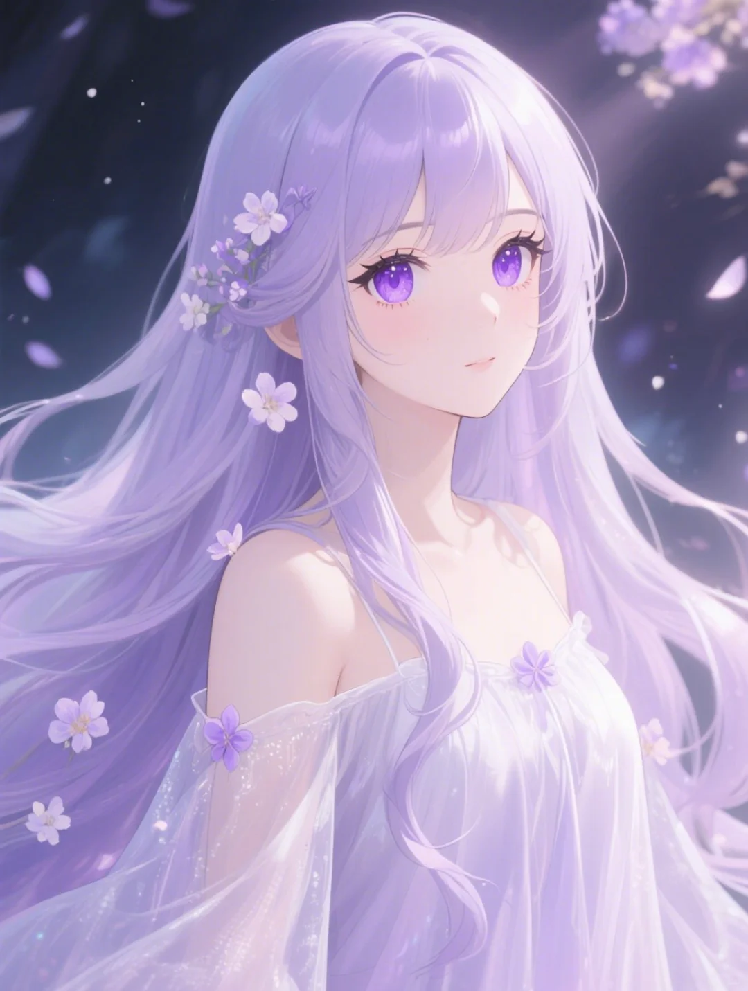 浅紫色系动漫少女唯美壁纸头像