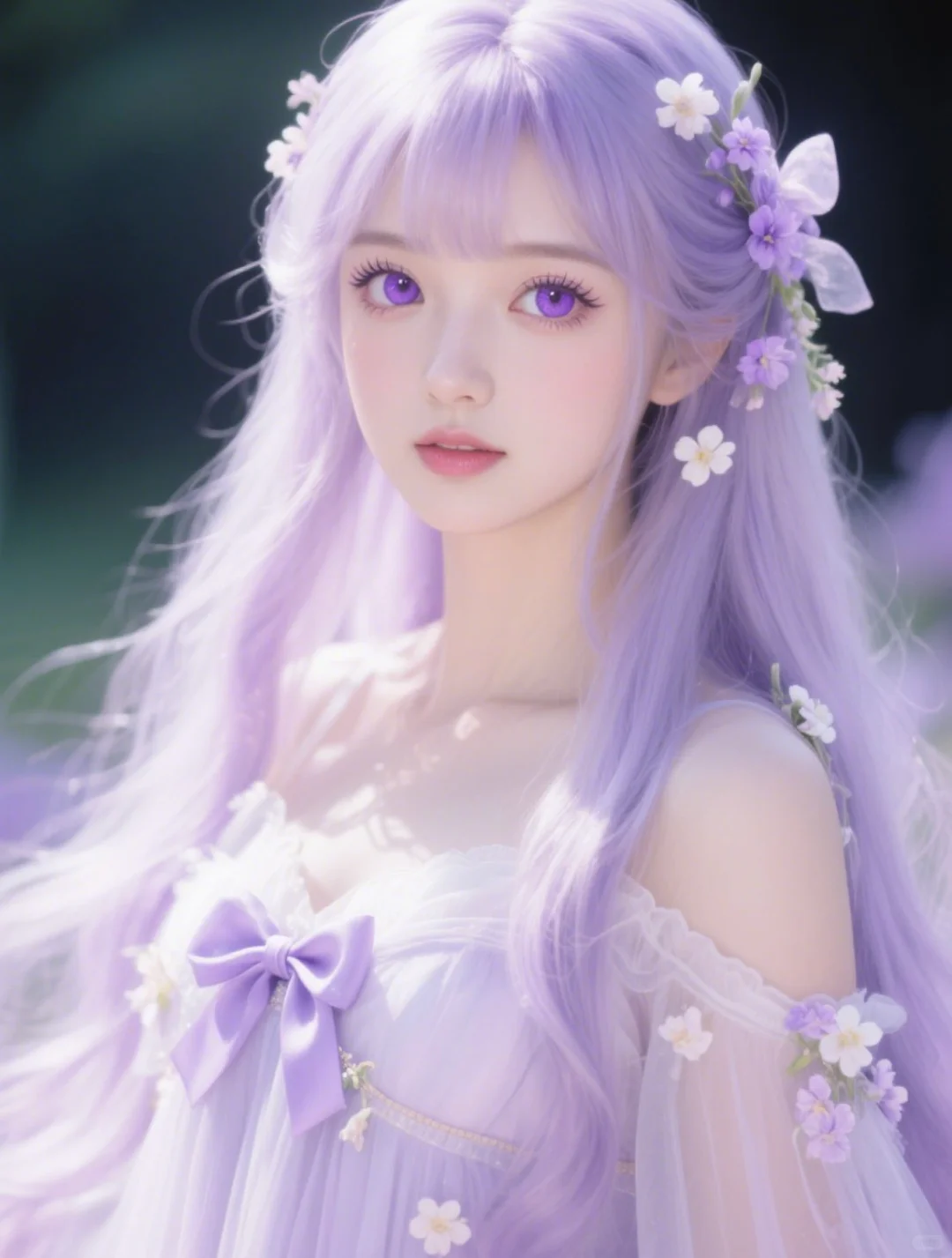 浅紫色系动漫少女唯美壁纸头像