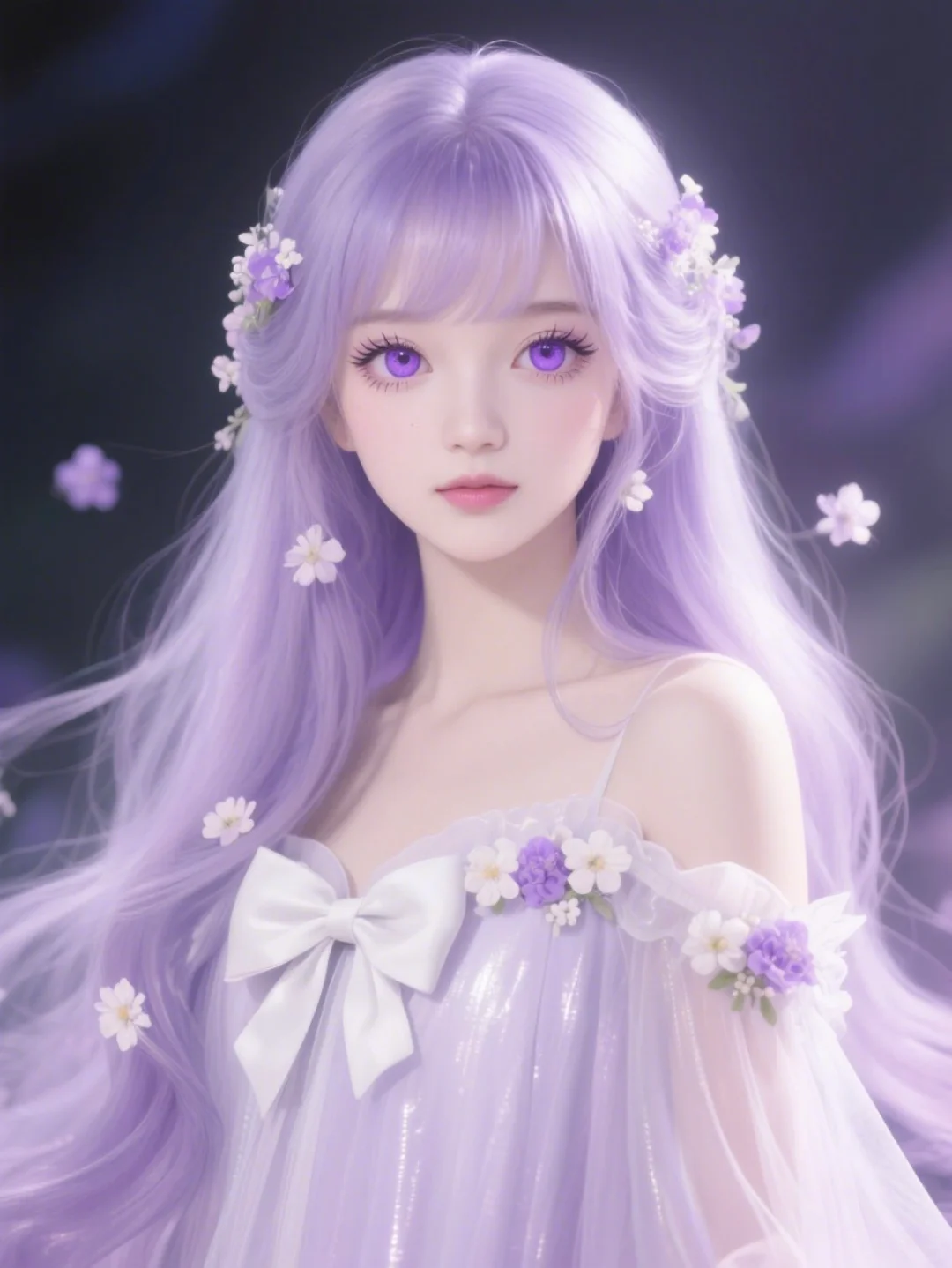 浅紫色系动漫少女唯美壁纸头像