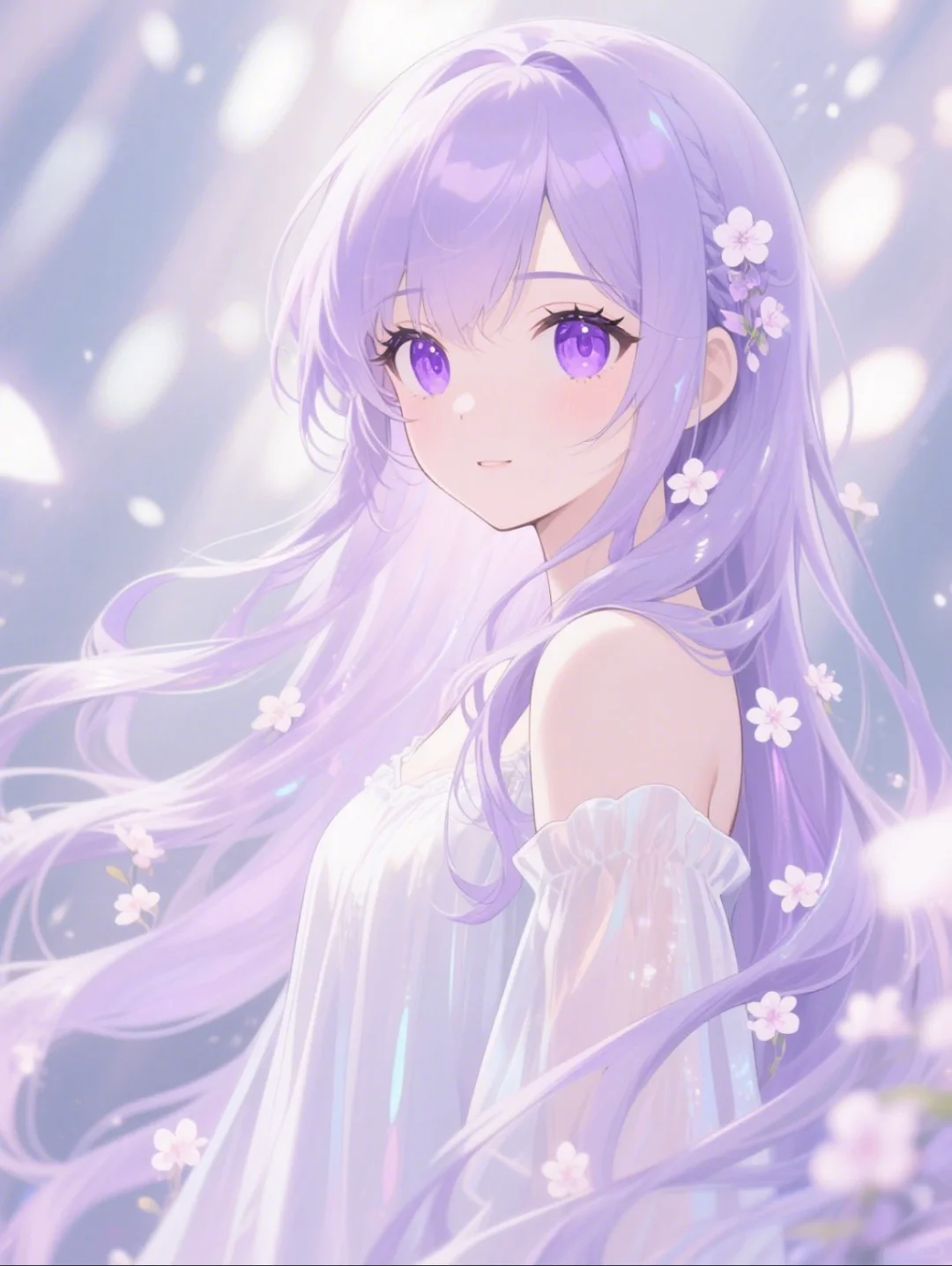 浅紫色系动漫少女唯美壁纸头像