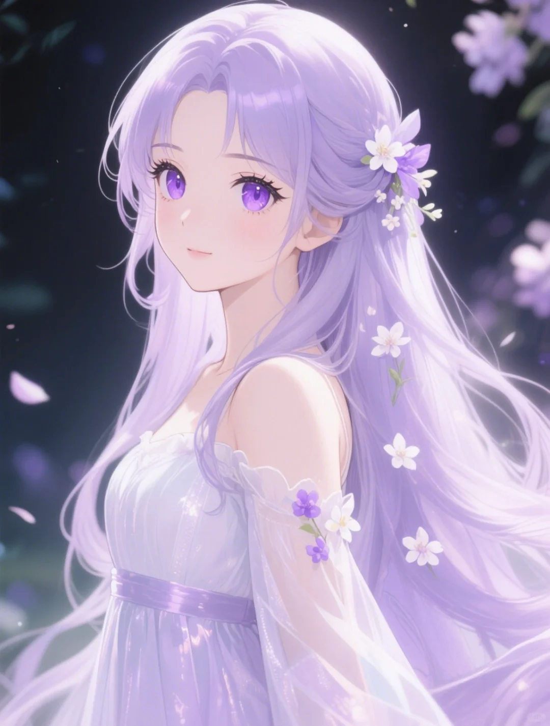浅紫色系动漫少女唯美壁纸头像