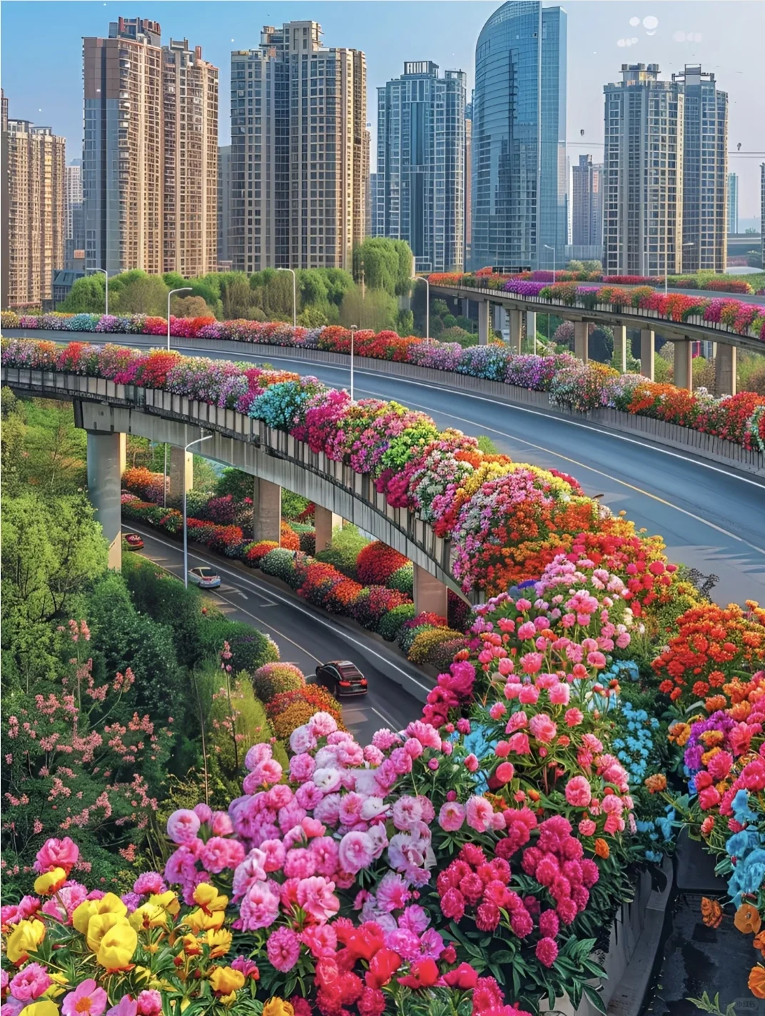 把画面写具体：月季花开得多热闹呀