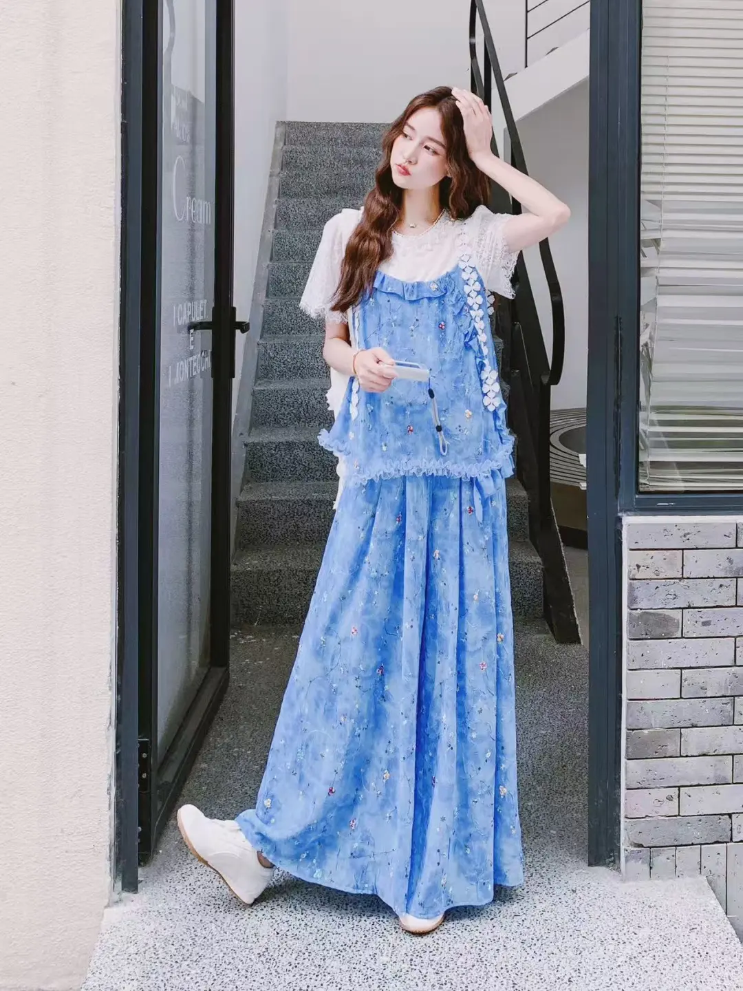 🔷夏日冰蓝碎花套装｜甜妹职场穿搭天花板