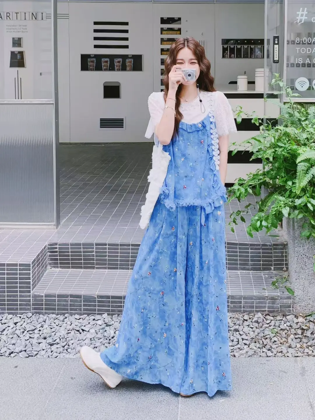 🔷夏日冰蓝碎花套装｜甜妹职场穿搭天花板