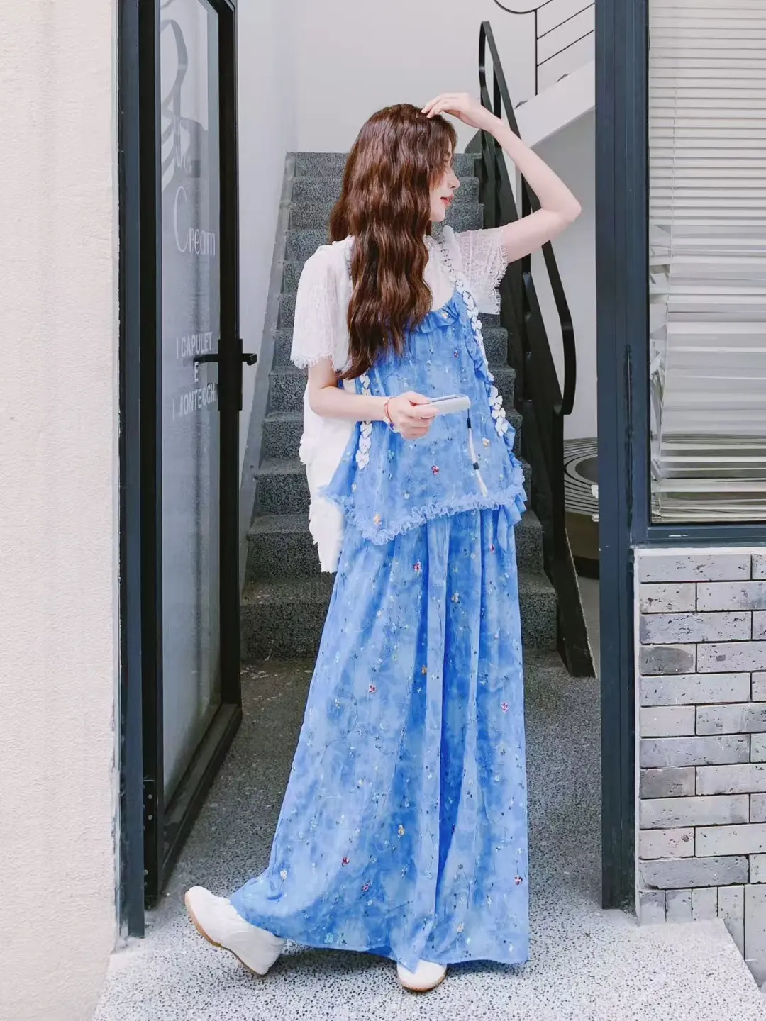 🔷夏日冰蓝碎花套装｜甜妹职场穿搭天花板