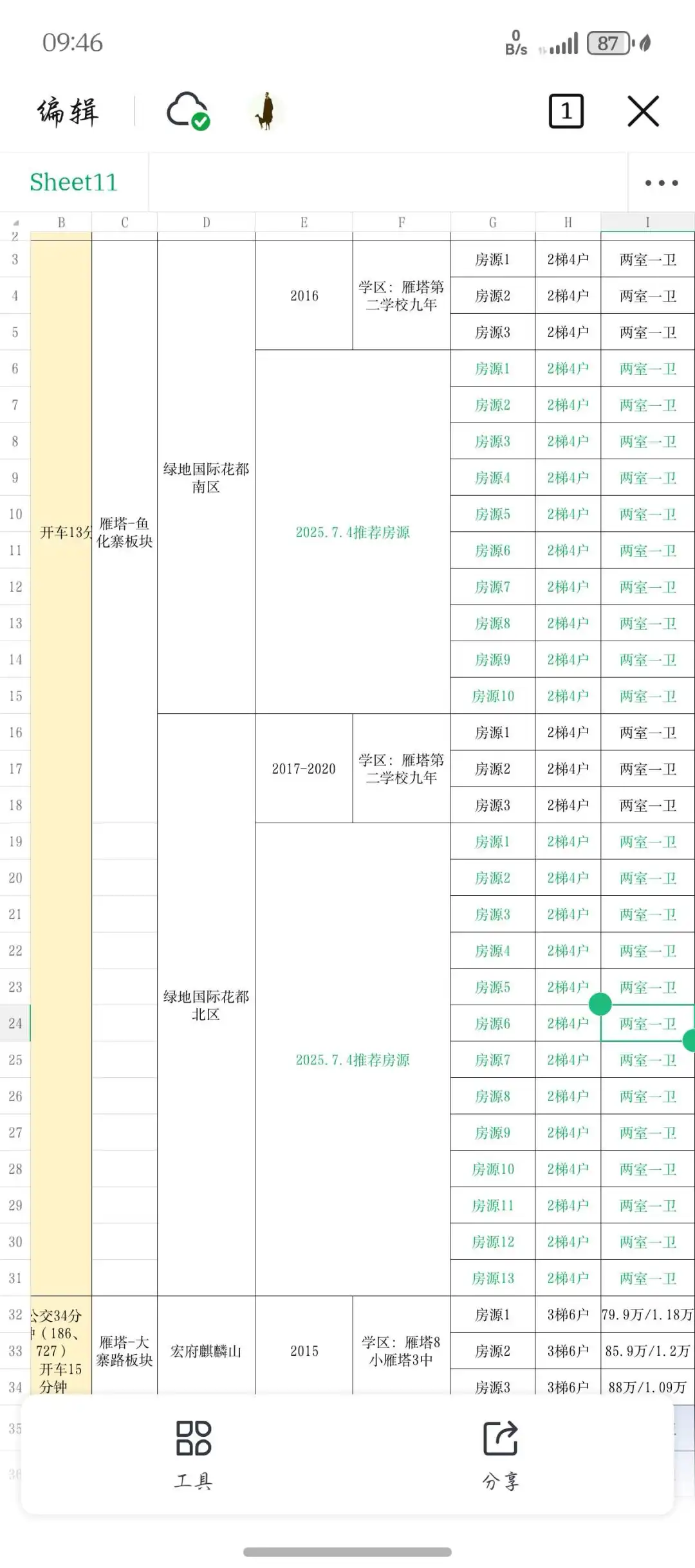 看房时表格（打印出来）