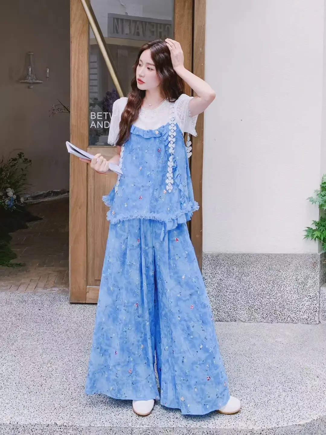 🔷夏日冰蓝碎花套装｜甜妹职场穿搭天花板