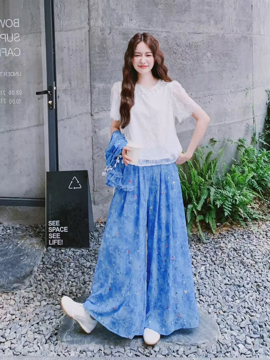 🔷夏日冰蓝碎花套装｜甜妹职场穿搭天花板