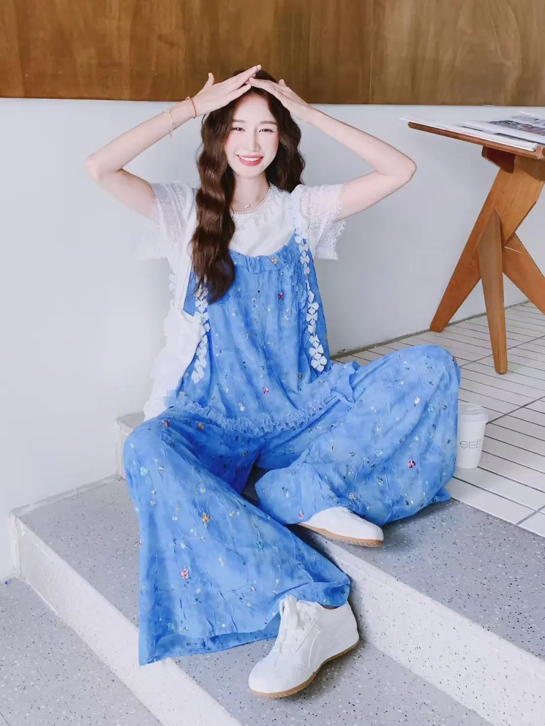 🔷夏日冰蓝碎花套装｜甜妹职场穿搭天花板