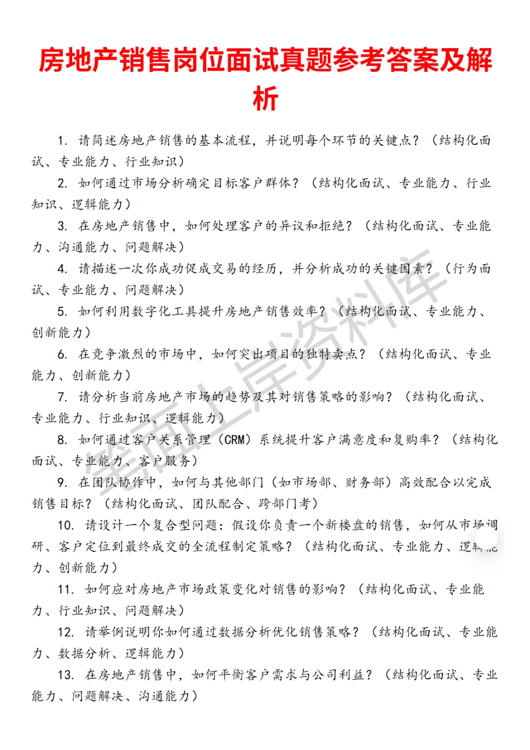 秋招｜房地产销售面试真题