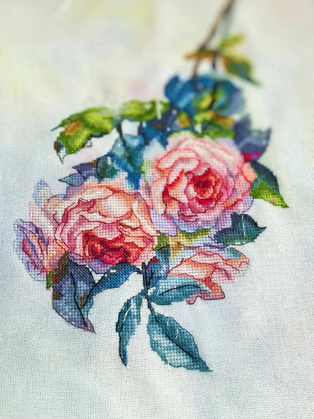 定格在绣布上的娇艳夺目🌹