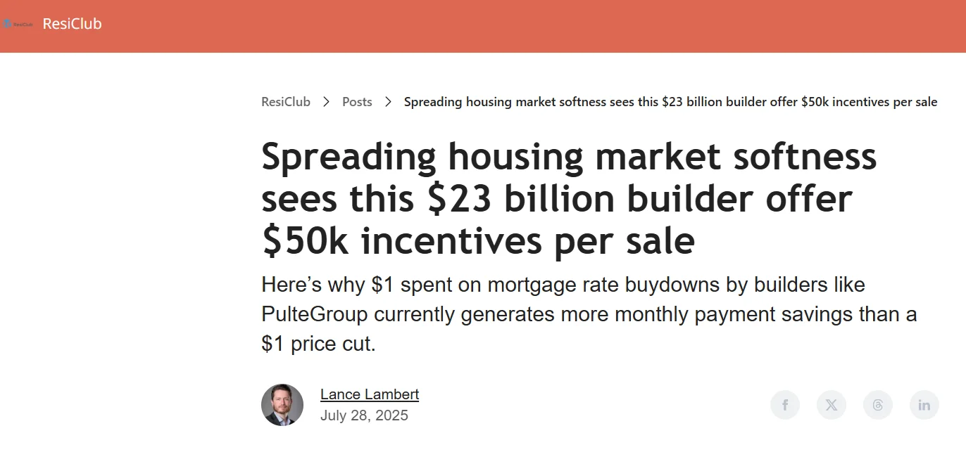 💰房市走软，这家建商每套房送出$50K优惠