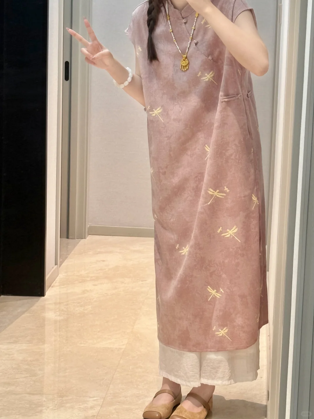 国风新中式｜少女感 粉蜻蜓旗袍终于现货啦！！